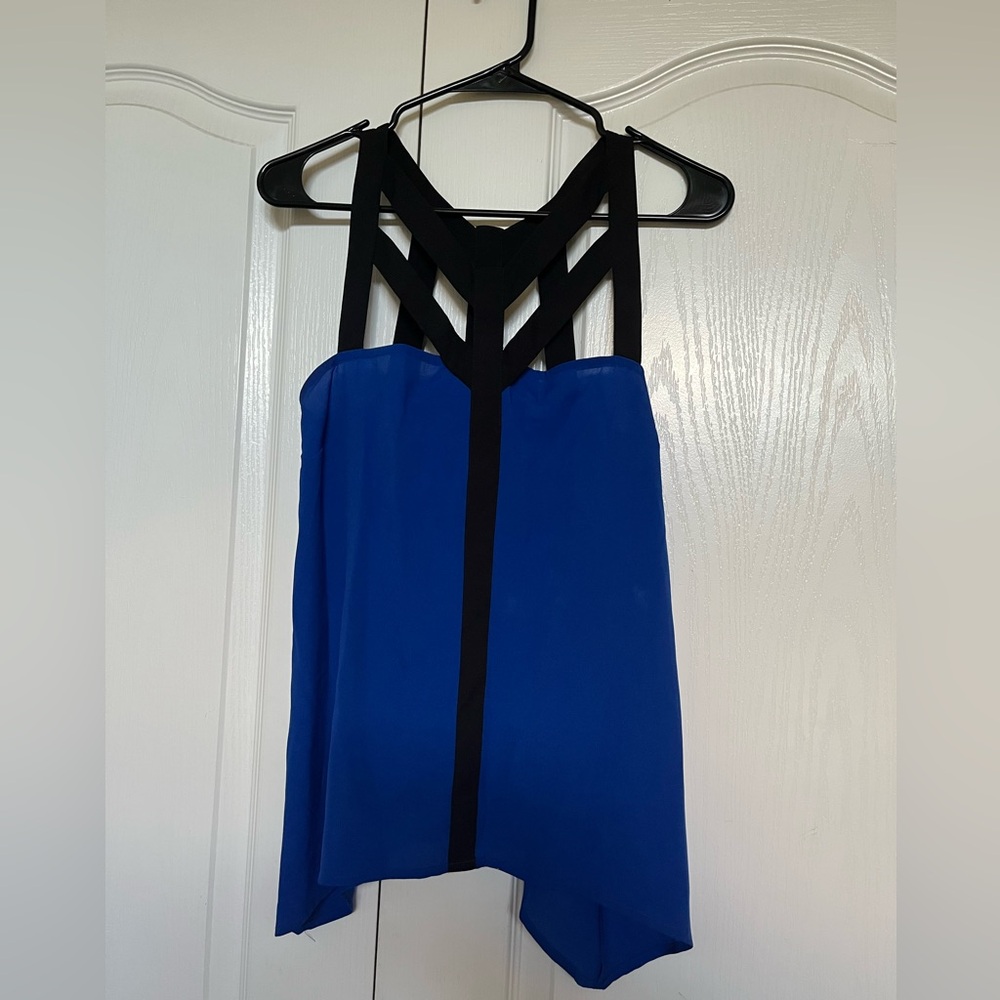 Bisou Bisou Blue and Black Camisole Top - Picture 3 of 3